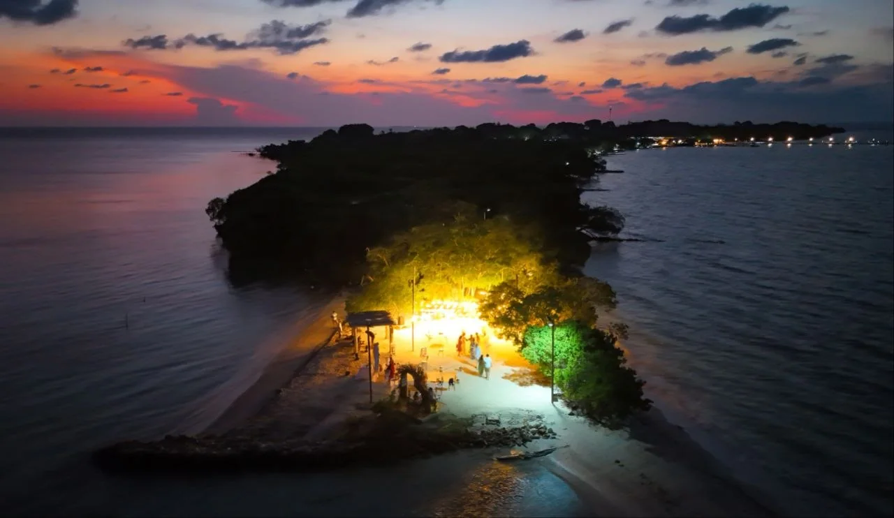 Vista aérea de Isla Palma al atardecer