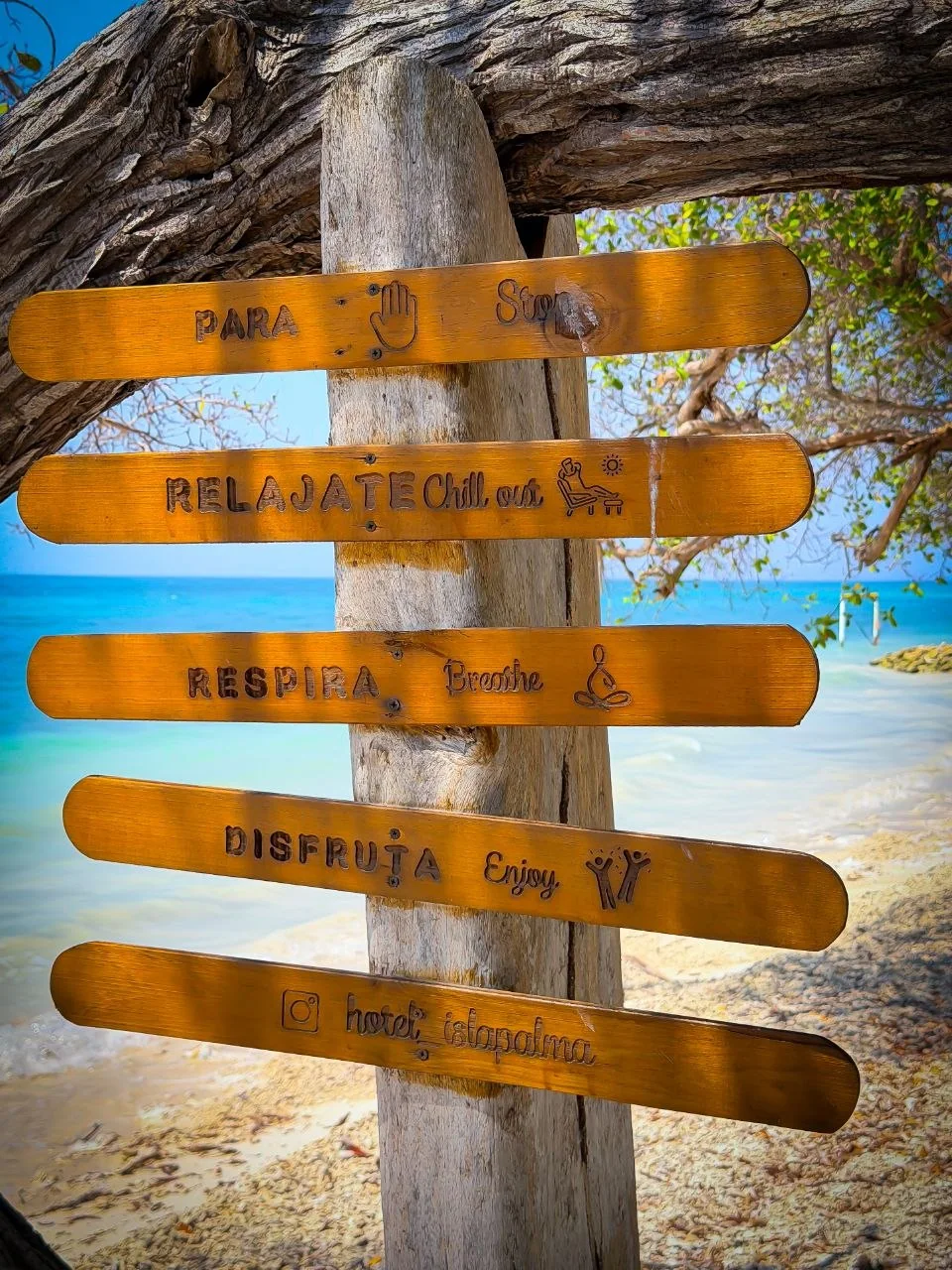 Señal de bienvenida para relajarse en Isla Palma
